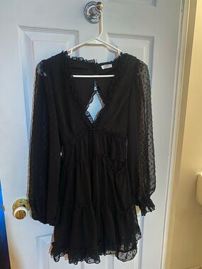 Ardene Black Backless Tiered Mini Dress